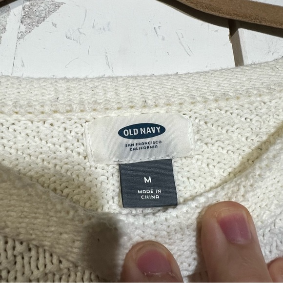 Old Navy Crewneck Sweater Knit White Size Medium - Picture 3 of 4